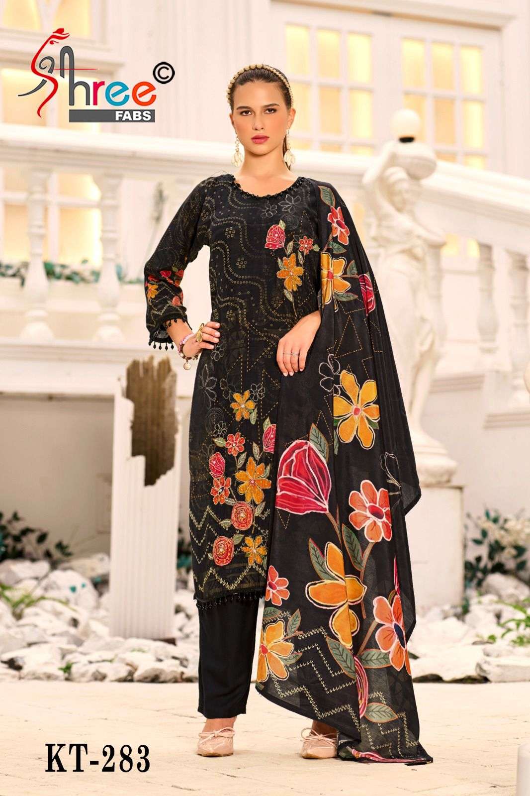 SHREE FAB DESIGN NO - KT - 283 PURE VISCOSE MUSLIN DIGITAL PRINT AARI HANDWORK PAKISTANI SUIT 