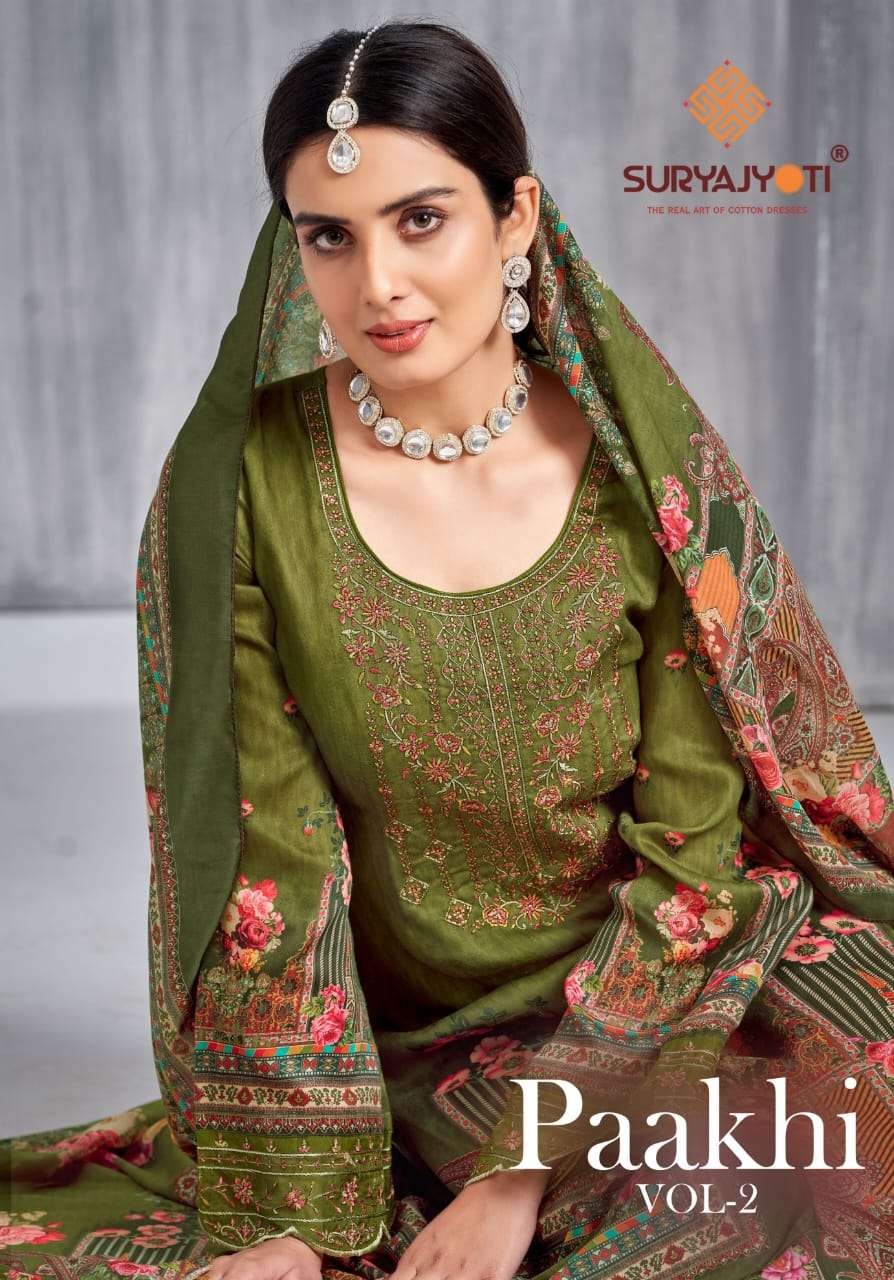 SURYAJYOTI PAAKHI VOL 2 JAM SATIN DIGITAL PRINT WITH FANCY WORK SUIT