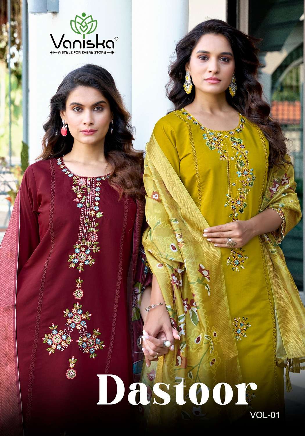 VANISKA DASTOOR VOL 1 SILK STRAIGHT STYLE  KURTI WITH PANT AND DUPPATTA SET 