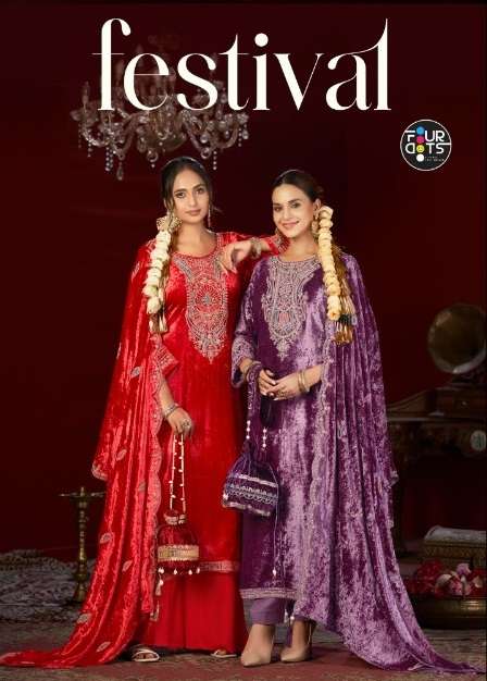  FOURDOTS FESTIVAL VELVET DESIGNER FESTIVE WEAR LADIES SUIT