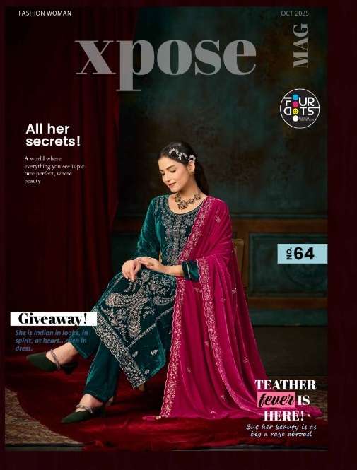 FOURDOTS XPOSE VELVET WITH HEAVY EMBROIDERY DESIGNER SUIT
