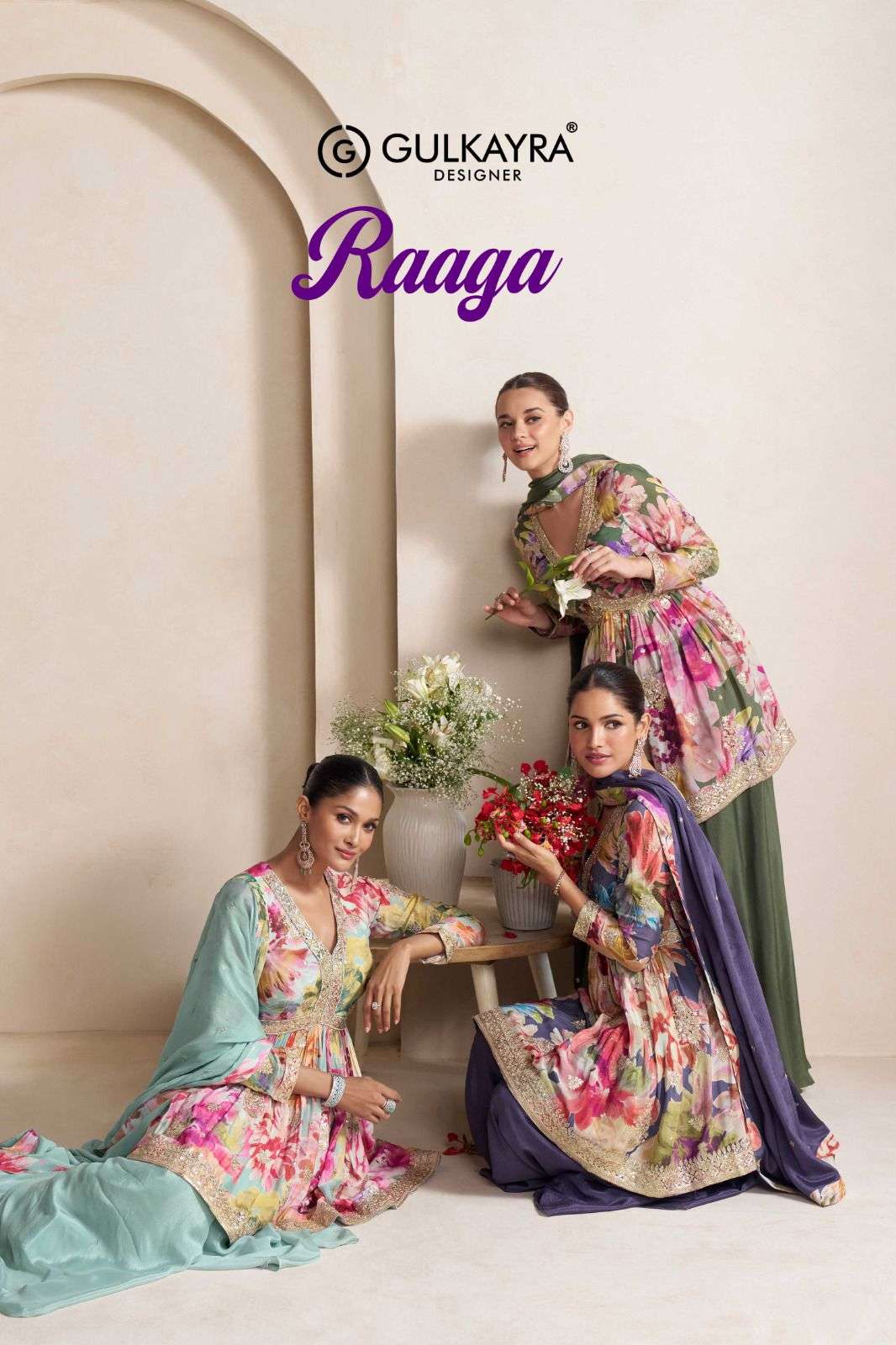 GULKAYRA DESIGNER RAAGA SILK DESIGNER ALIA CUT STYLE TOP PLAZZO AND DUPATTA SET 