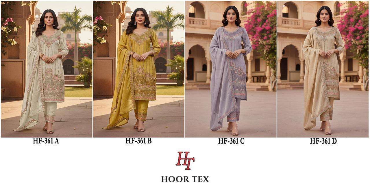 HOOR TEX DESIGN NO - 361 A-D HEAVY CHIFFON CRUSH READYMADE PAKISTANI SUIT 