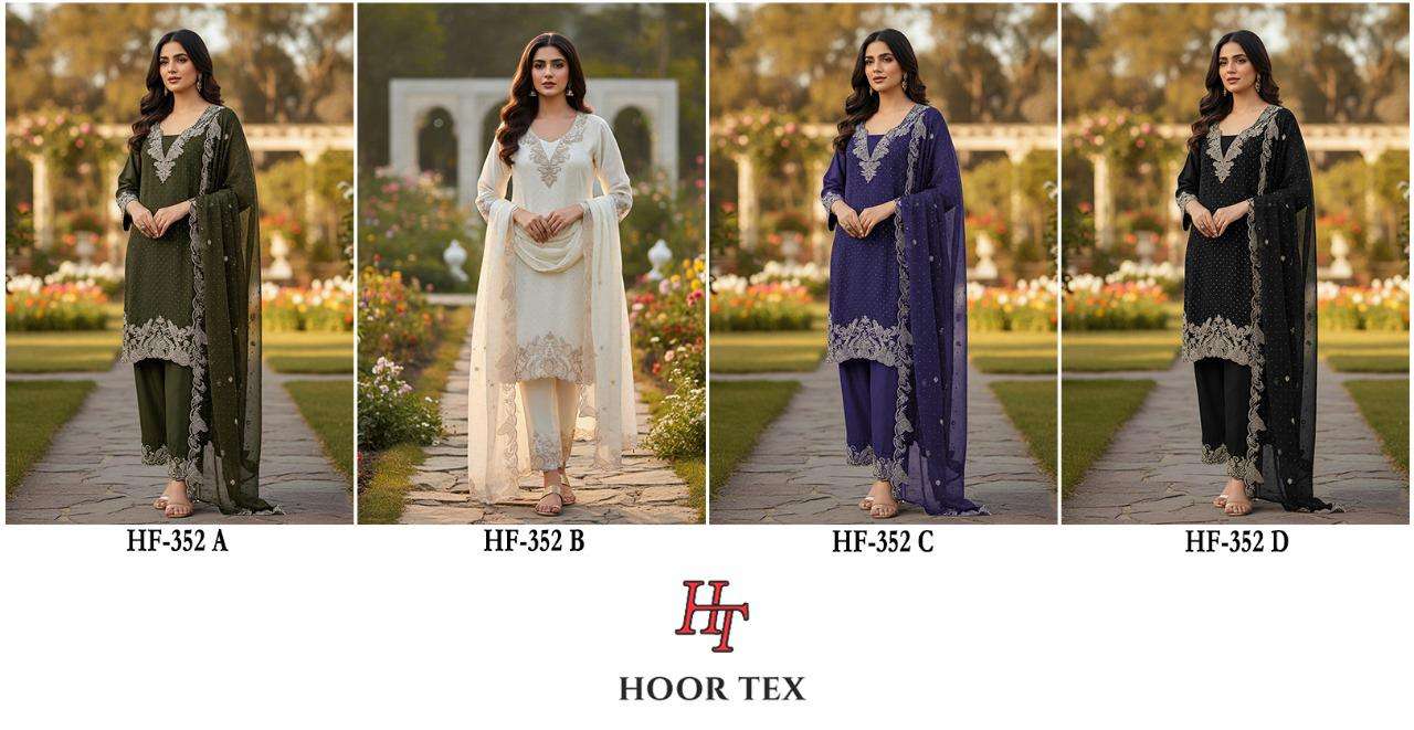 HOOR TEX DESIGN NO - HF 352 A-D HEAVY GEORGETTE ZARKHAN WORK PAKISTANI SUIT 