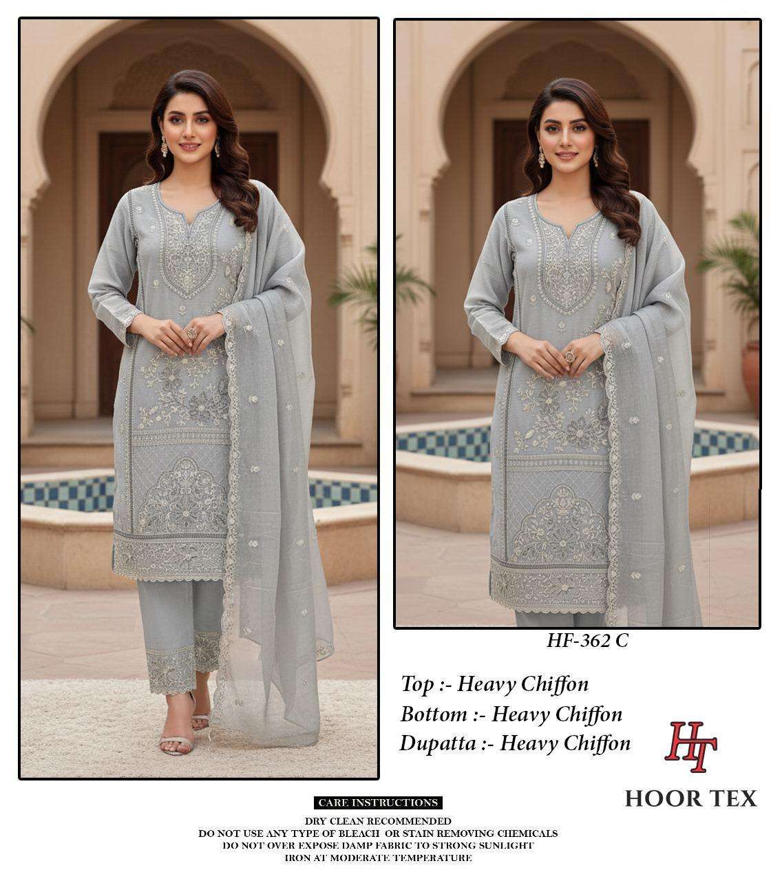 HOOR TEX HF 362 HEAVY BEAUTIFUL EMBROIDERY DESIGNER READY MADE PAKISTANI SUIT