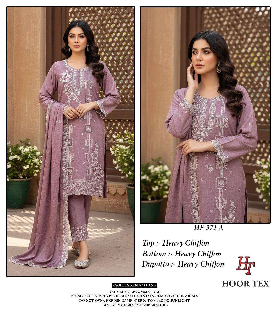 HOOR TEX HF 371 HEAVY EMBROIDERY DESIGNER READY MADE PAKISTANI SUIT