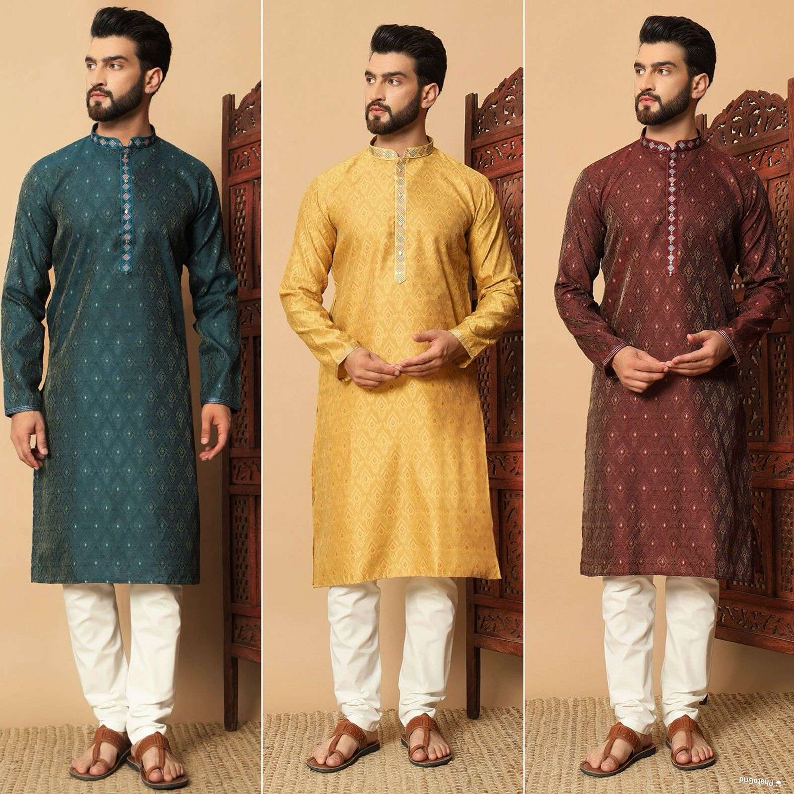 INLI UTSAV 6.0 SILK JACQUARD ETHNIC WEAR MENS KURTA WITH PYJAMA PAIR 