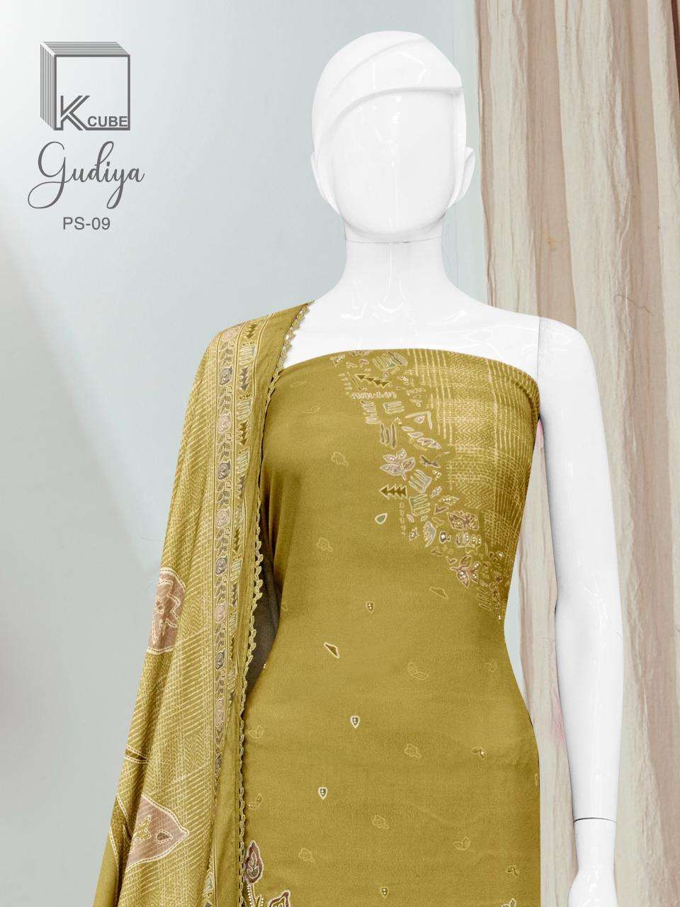 K CUBE GUDIYA PASHMINA DIGITAL PRINT WITH DESIGNER WORK SUIT