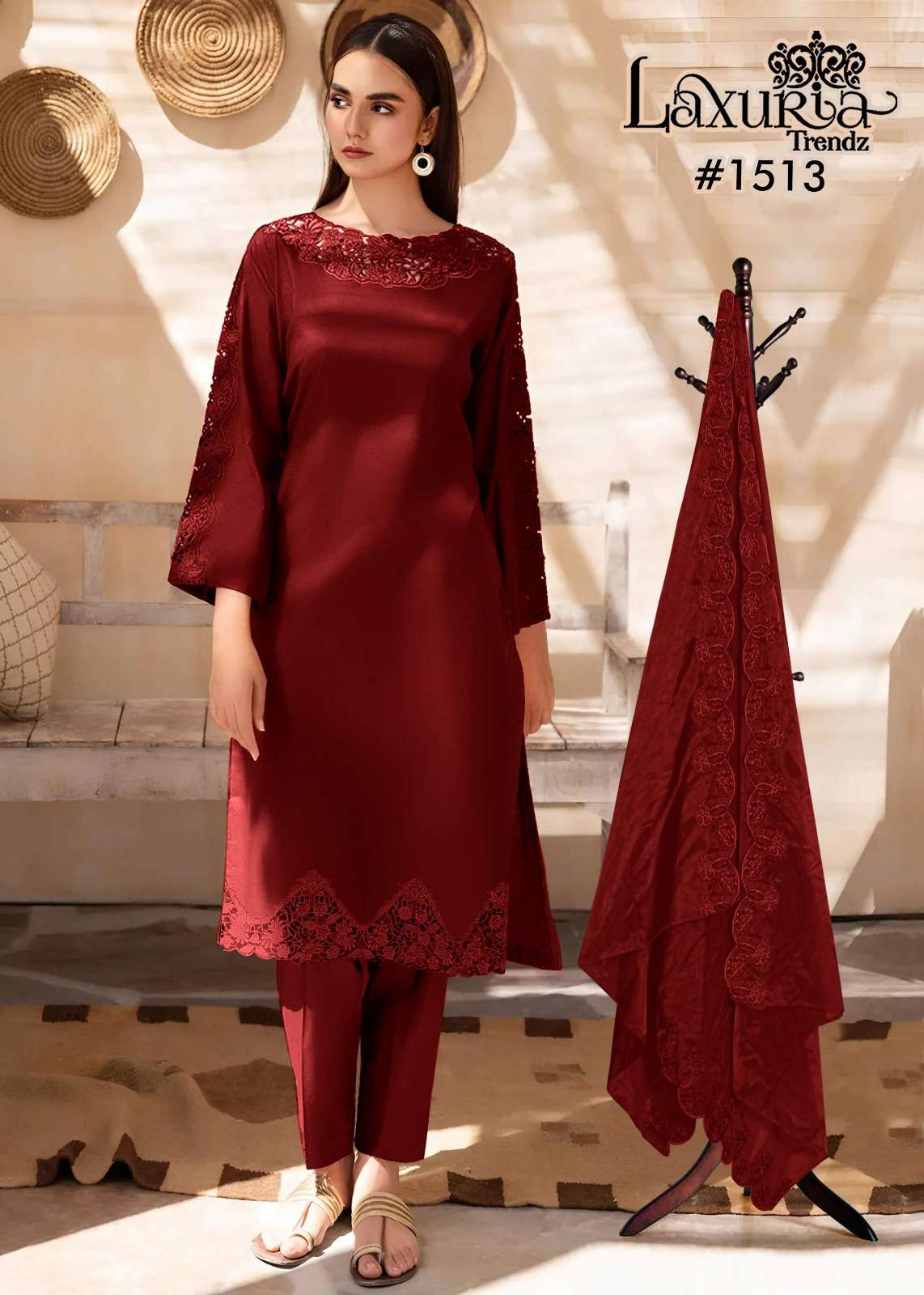 LAXURIA TRENDZ D NO 1513 SILK WITH HEAVY EMBROIDERY DESIGNER PAKISTANI SUIT