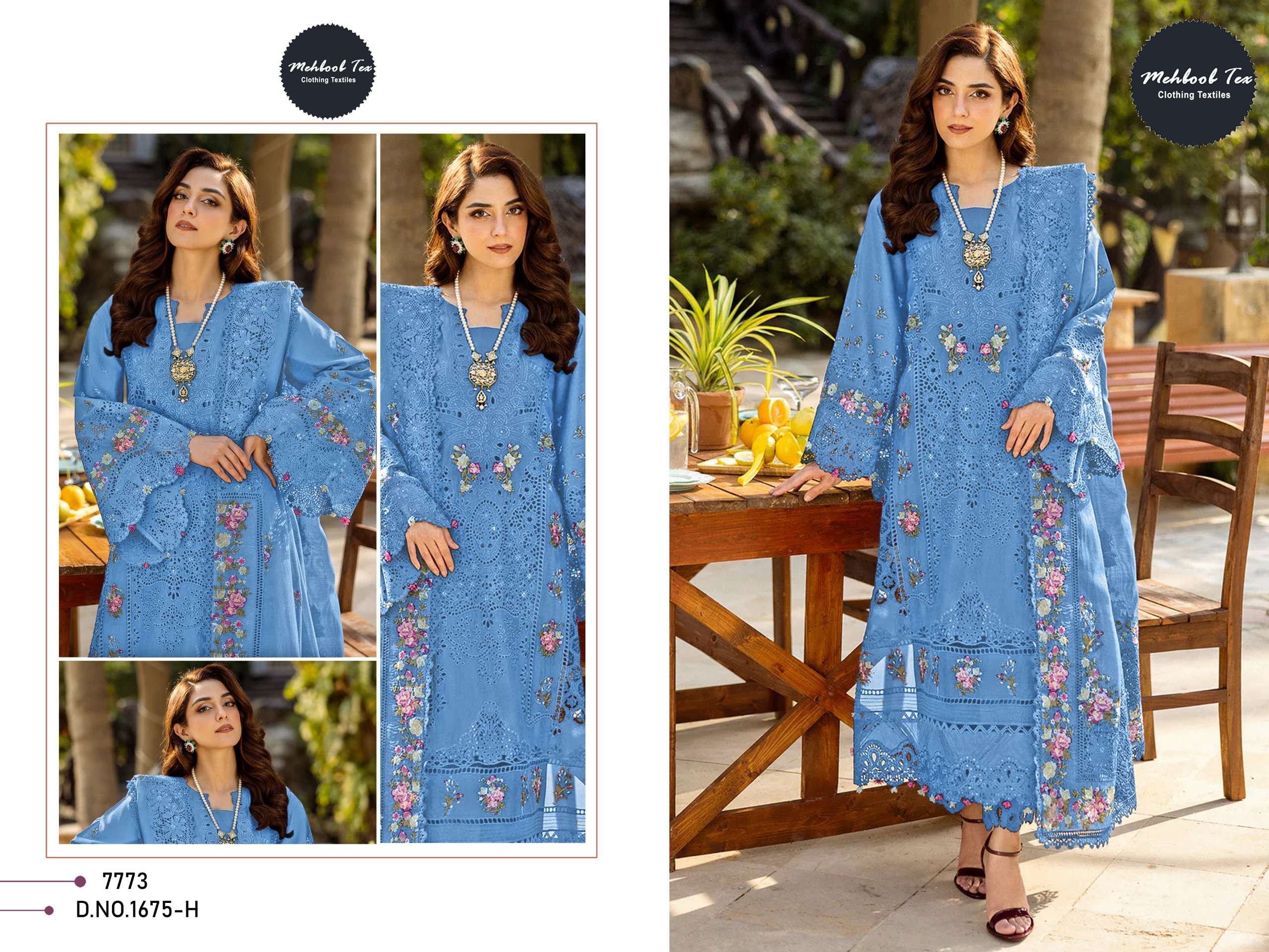 MEHBOOB TEX DESIGN NO - 1675 FH PURE COTTON HEAVY SELF EMBROIDERED PAKISTANI SALWAR SUIT