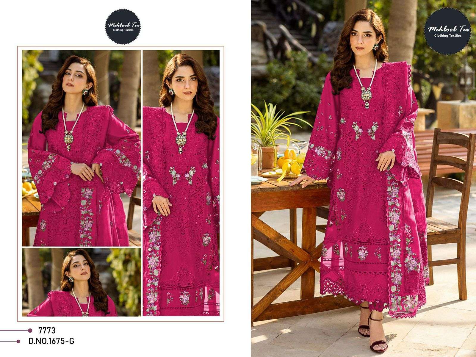 MEHBOOB TEX DESIGN NO - 1675 G PURE COTTON HEAVY SELF EMBROIDERED PAKISTANI SALWAR SUIT