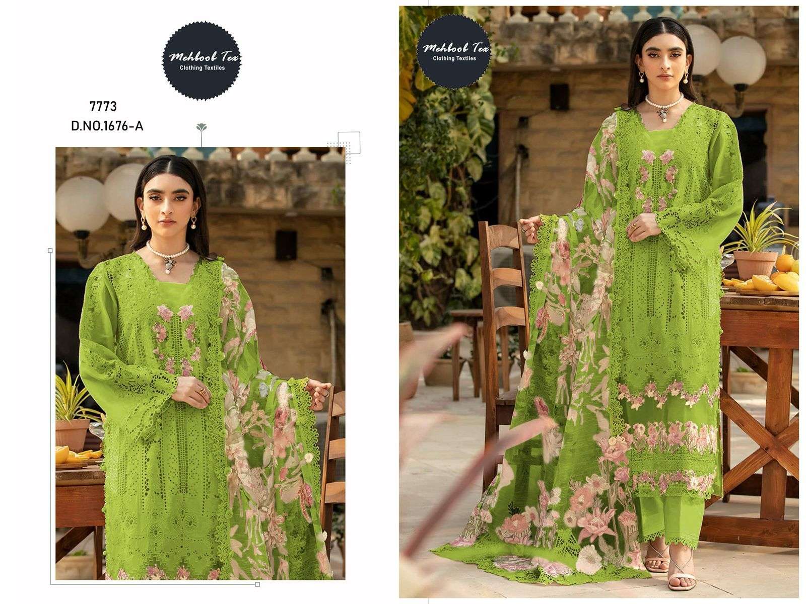 MEHBOOB TEX DESIGN NO - 1676 A PURE COTTON HEAVY SELF EMBROIDERED PAKISTANI SALWAR SUIT