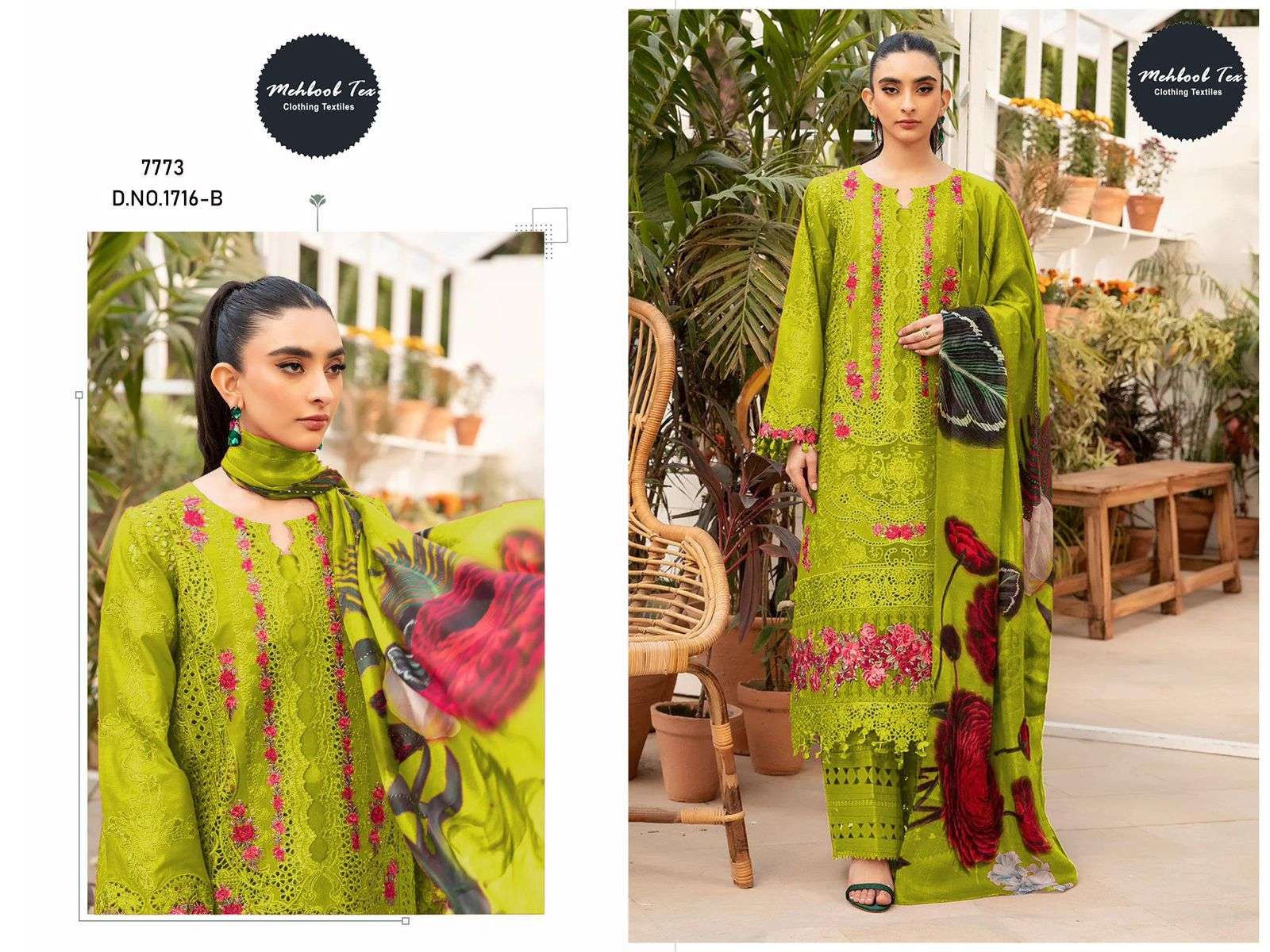 MEHBOOB TEX DESIGN NO - 1716 BC PURE COTTON HEAVY SELF EMBROIDERED PAKISTANI SALWAR SUIT