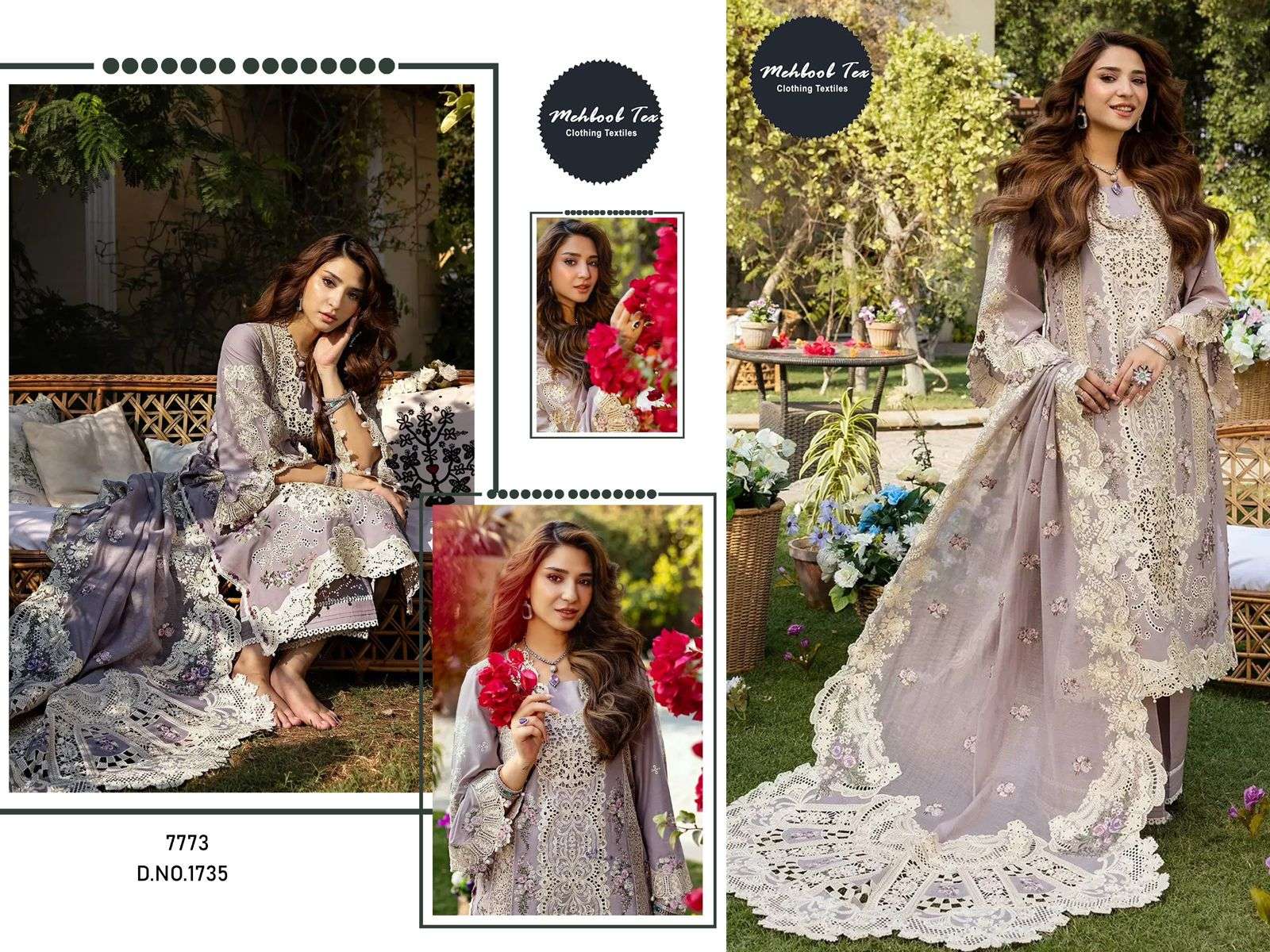 MEHBOOB TEX DESIGN NO - 1735 PURE COTTON HEAVY SELF EMBROIDERED PAKISTANI SALWAR SUIT 