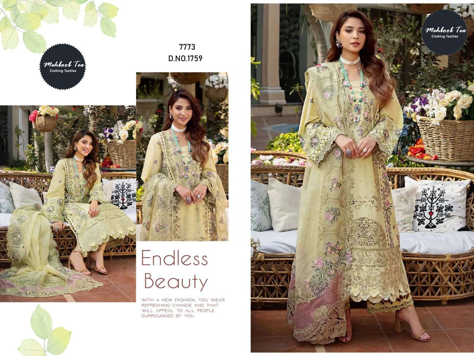 MEHBOOB TEX DESIGN NO - 1759 PURE COTTON HEAVY SELF EMBROIDERED PAKISTANI SUIT