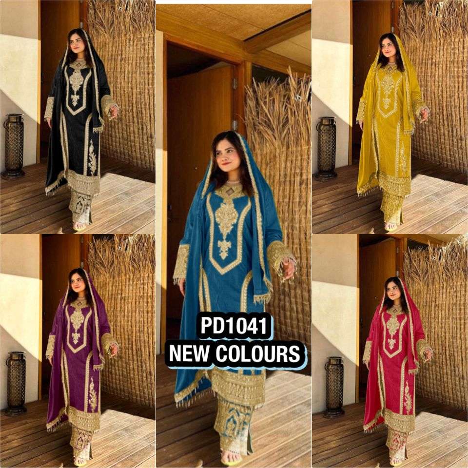 PD 1041 SILK WITH SEQUENCE EMBROIDERY DESIGNER READY MADE SUIT