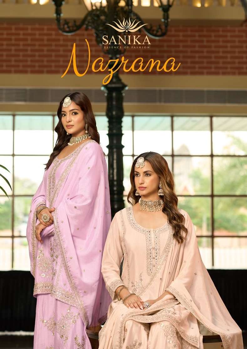 SANIKA FASHION NAZRANA SILK WITH HEAVY EMBROIDERY DESIGNER READY MADE SUIT