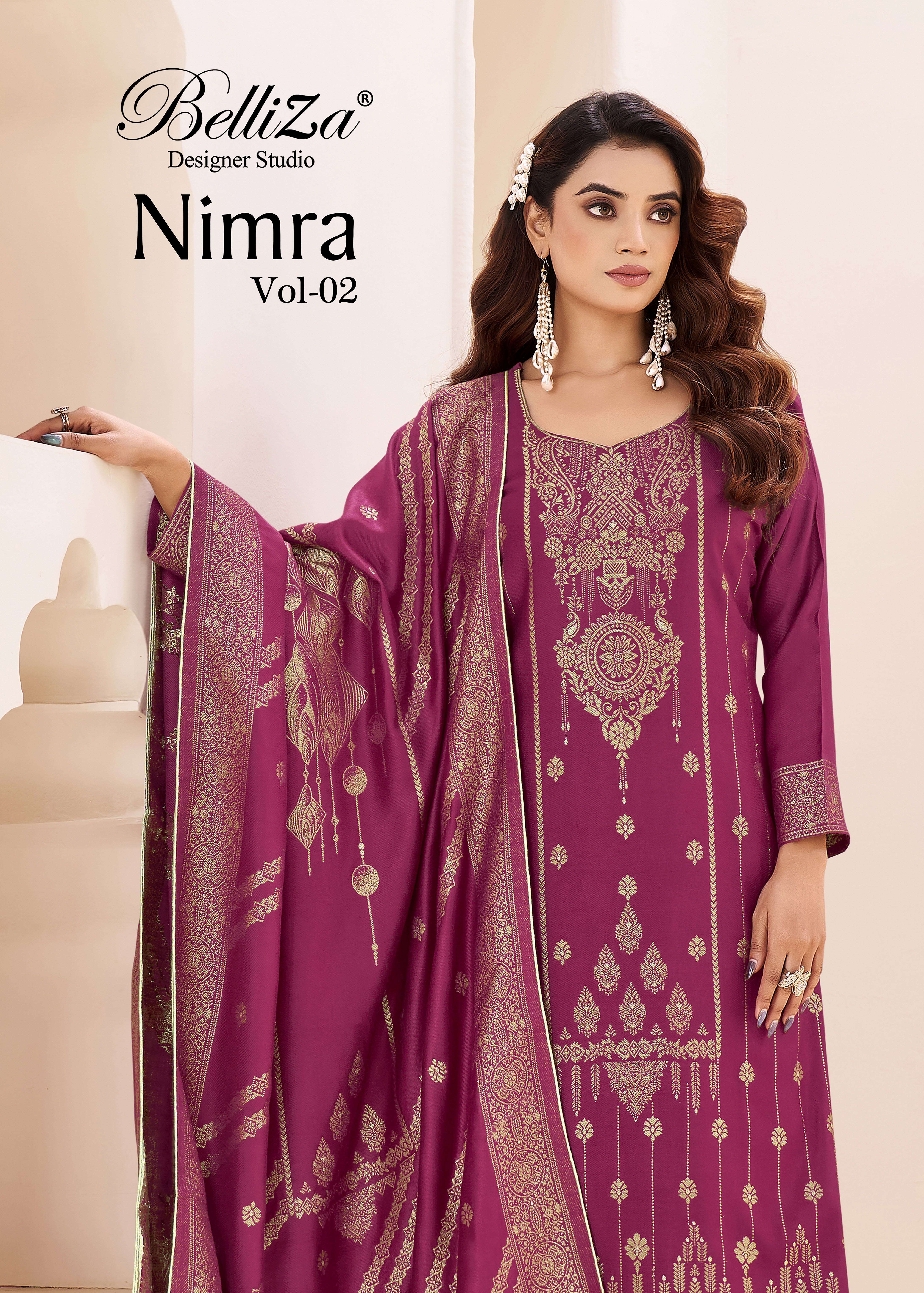  BELLIZA DESIGNER STUDIO NIMRA VOL 2 PASHMINA DESIGNER SUIT