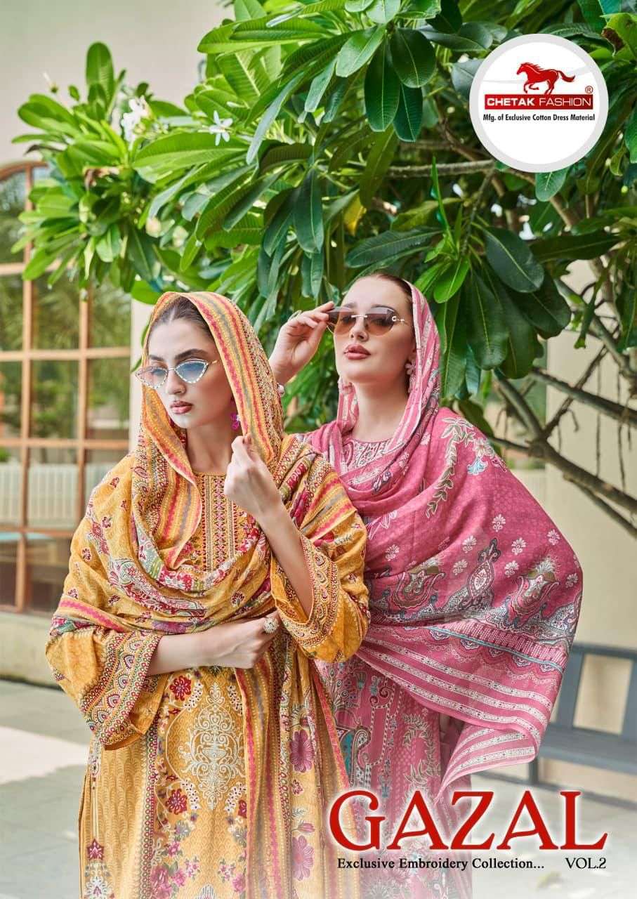 CHETAK FASHION GAZAL VOL 2 COTTON PRINT FANCY WORK SUIT
