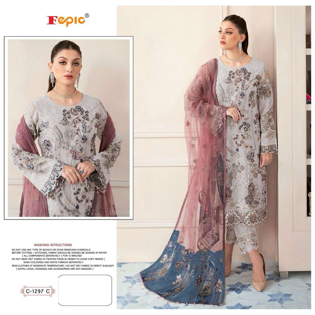 FEPIC ROSEMEEN C 1297 GEORGETTE HEAVY EMBROIDERED SUIT