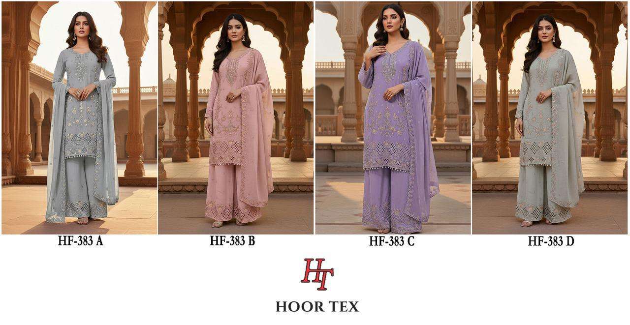 HOOR TEX DESIGN NO - 383 A-D HEAVY GEORGETTE ZARKHAN WORK READYMADE PAKISTANI SUIT
