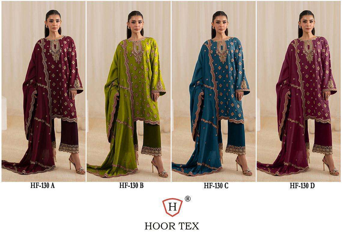 HOOR TEX DESIGN NO - HF 130 A-D HEAVY CHINON READYMADE PAKISTANI SUIT 