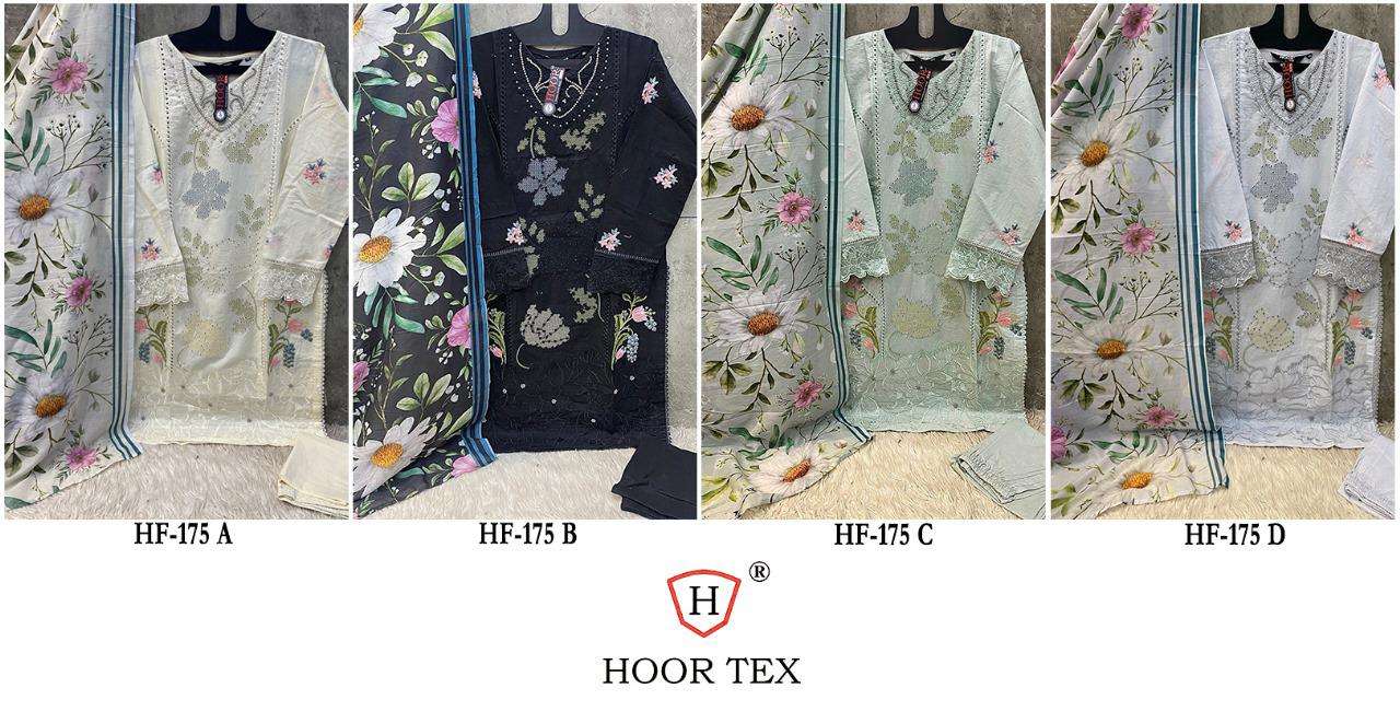 HOOR TEX DESIGN NO - HF 175 A-D IMPORTED COTTON READYMADE PAKISTANI SUIT