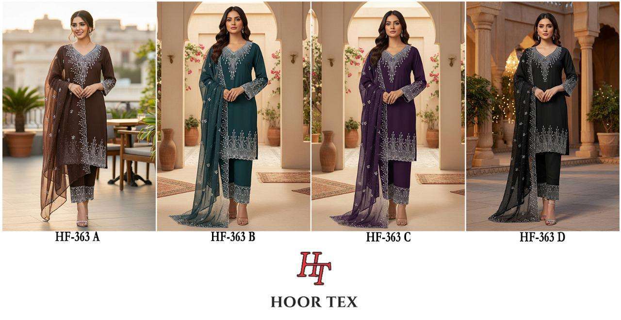HOOR TEX DESIGN NO - HF 363 A-D HEAVY GEORGETTE ZARKHAN WORK READYMADE PAKISTANI SUIT