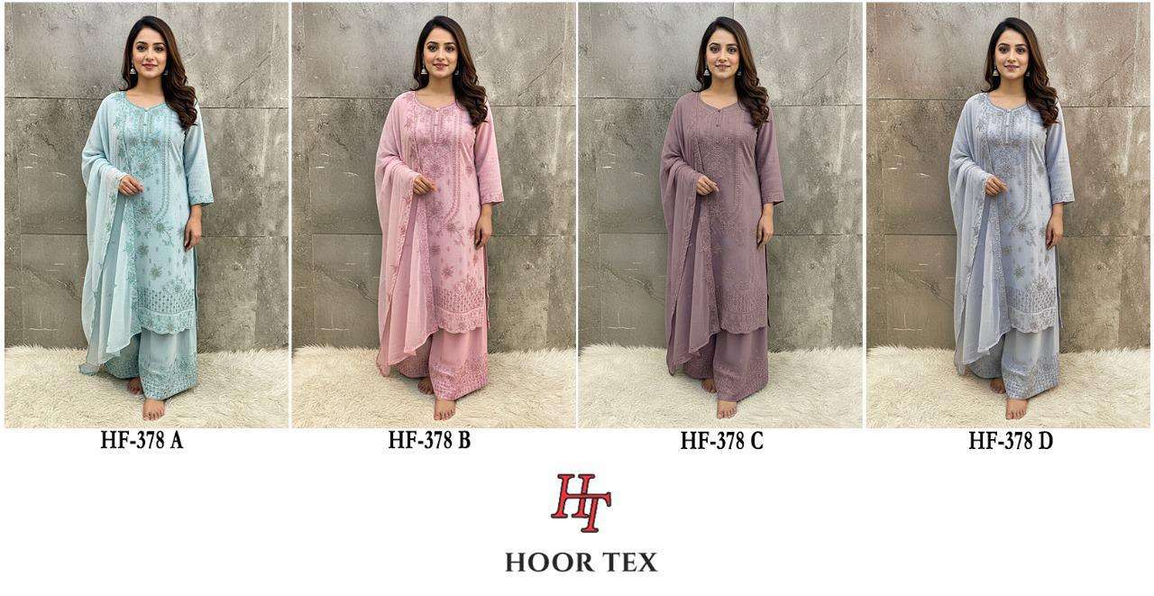 HOOR TEX DESIGN NO - HF 378 A-D HEAVY GEORGETTE READYMADE PAKISTANI SUIT