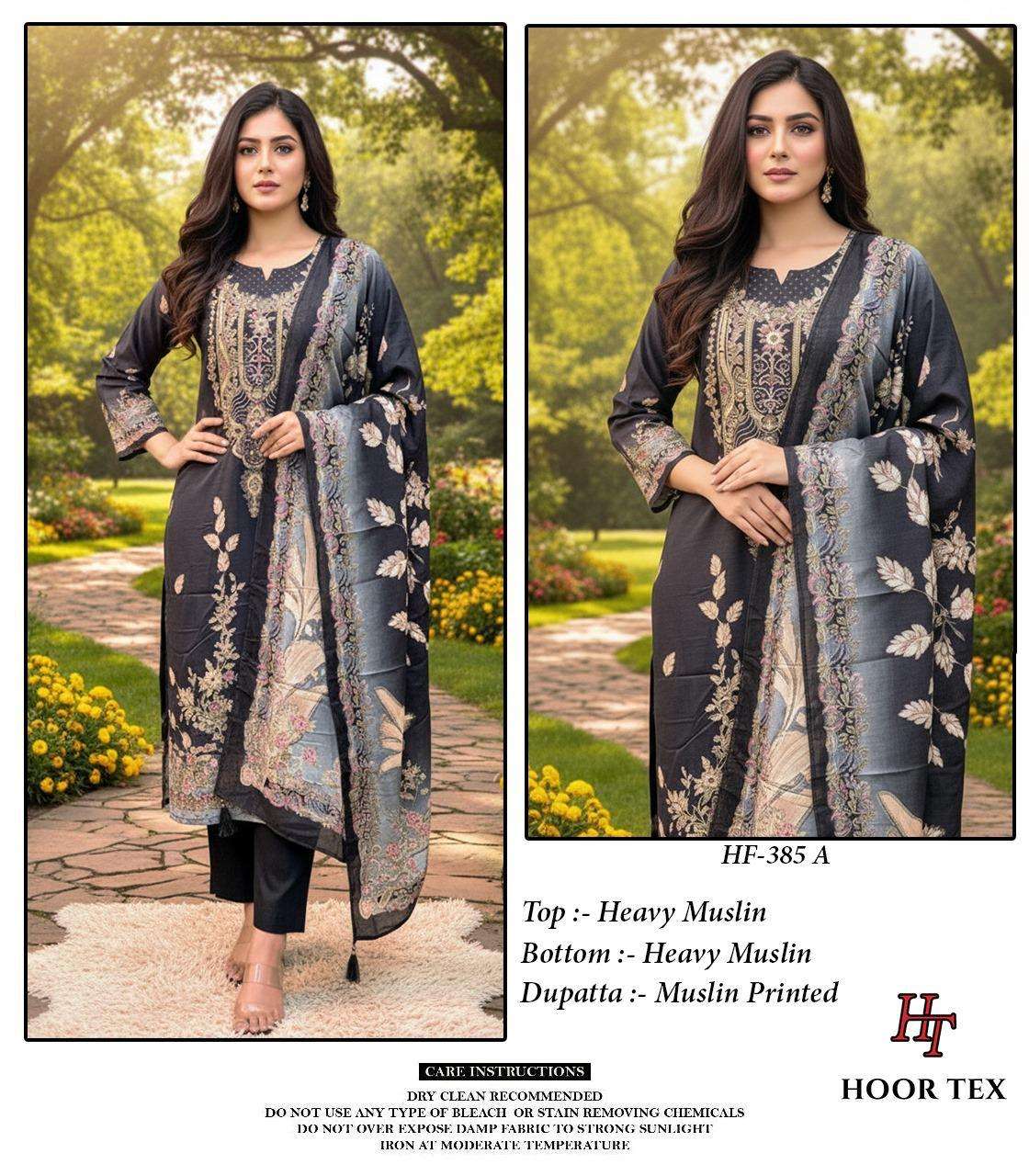 HOOR TEX DESIGN NO - HF 385 - 393 HEAVY MUSLIN READYMADE PAKISTANI SUIT 