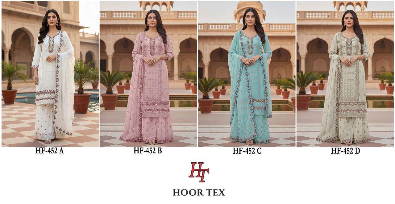 HOOR TEX DESIGN NO - HF 452 A-D HEAVY GEORGETTE ZARKHAN WORK READYMADE PAKISTANI SUIT