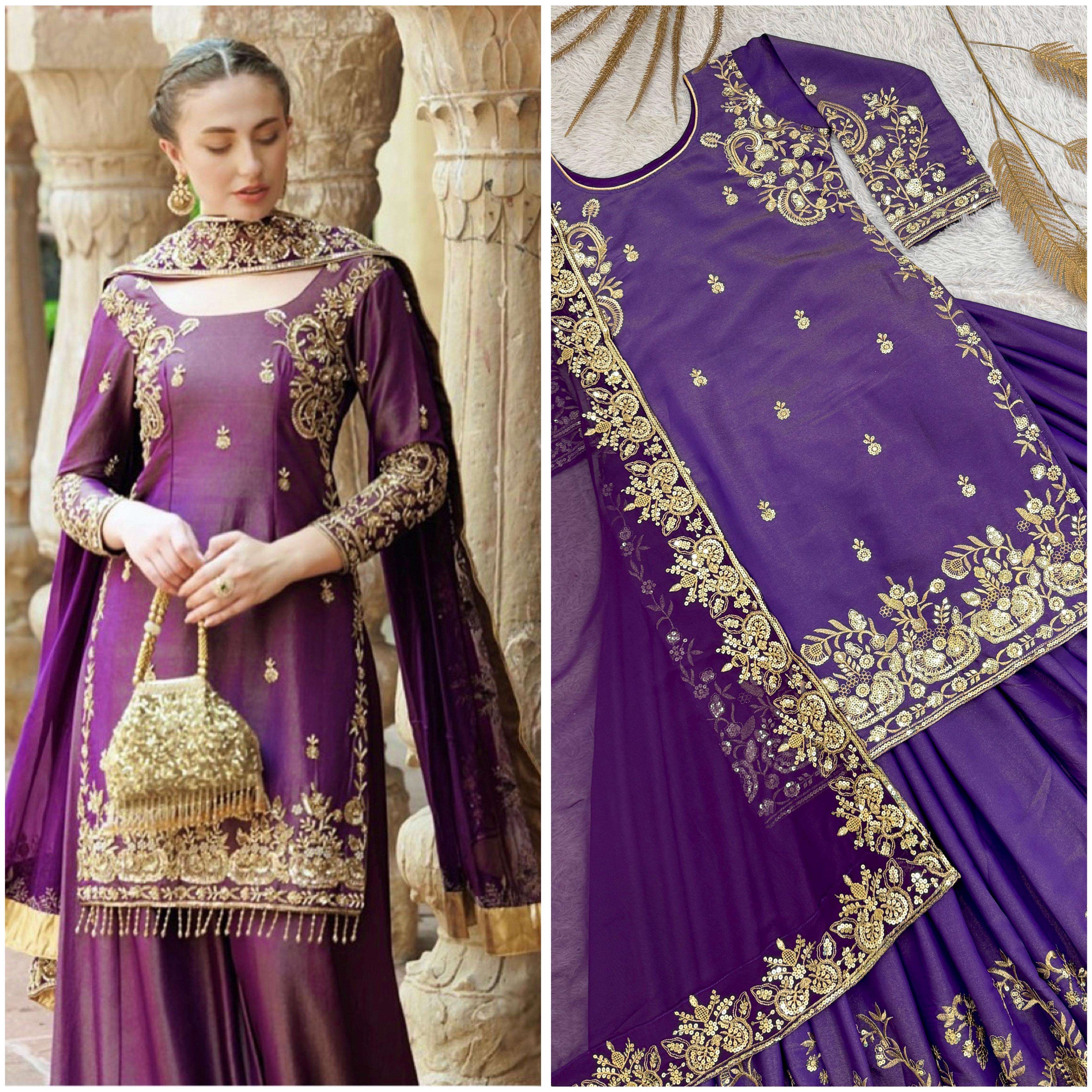 JD 632 SHIMMER SILK  DESIGNER KURTI WITH PLAZZO AND BEAUTIFUL DUPATTA SET