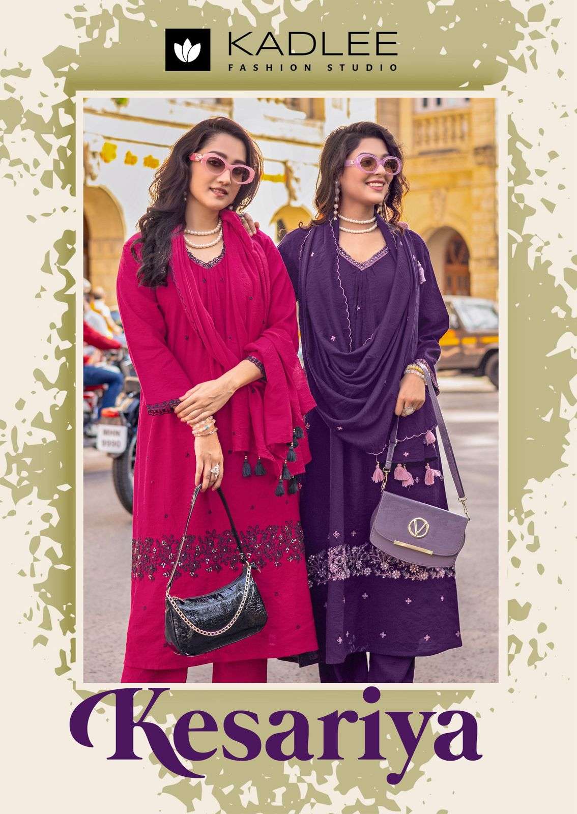 KADLEE FASHION KESARIYA VISCOSE FANCY WORKS LADIES 3PCS SET COLLECTION 