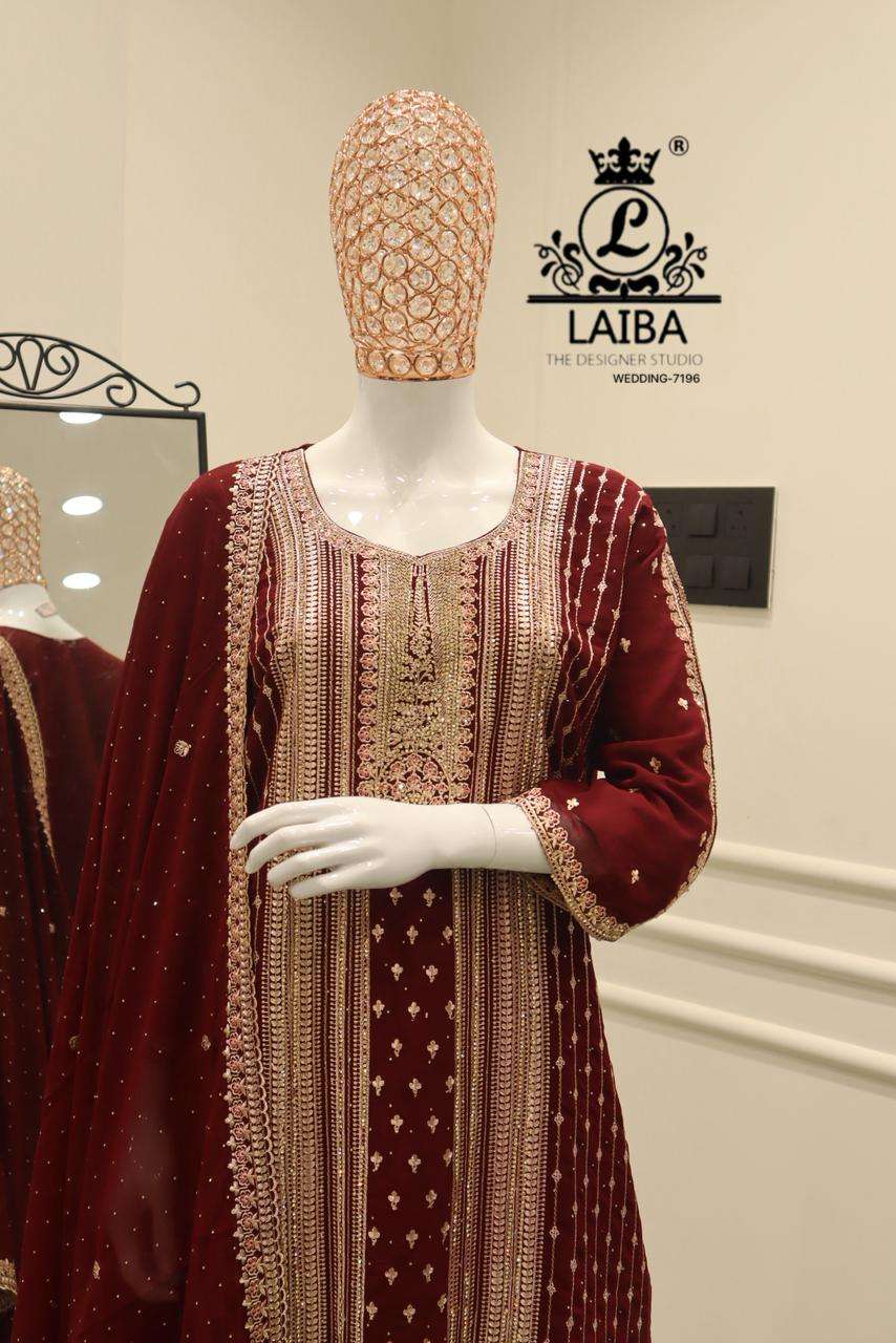 LAIBA THE DESIGNER STUDIO D NO #7196 GEORGETTE HEAVY EMBROIDERED PAKISTANI SUIT