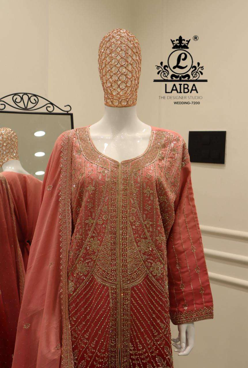 LAIBA THE DESIGNER STUDIO D NO #7200 SHADED GEORGETTE DESIGNER SUIT
