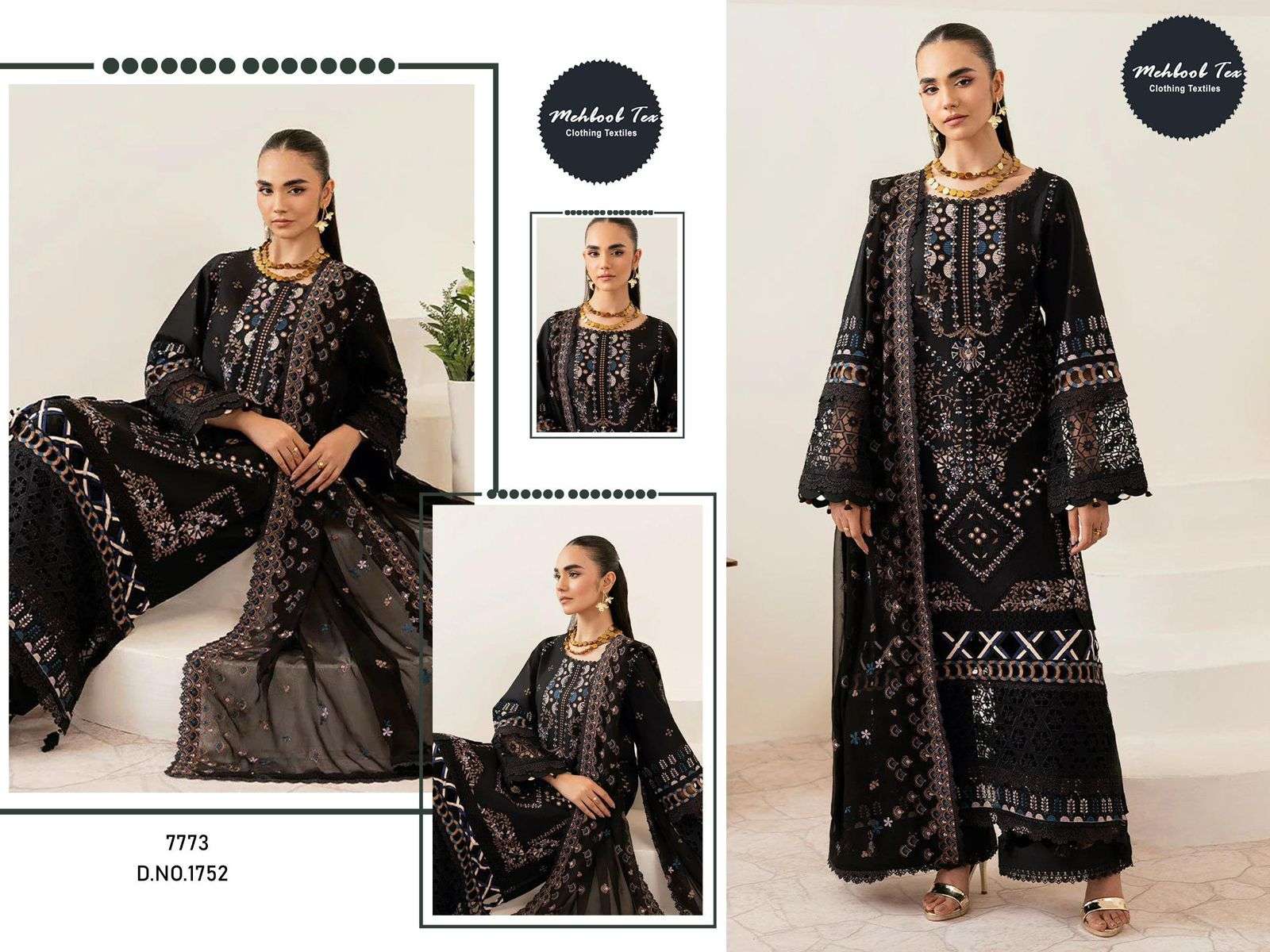 MEHBOOB TEX DESIGN NO - 1752 PURE COTTON HEAVY SELF EMBROIDERED PAKISTANI SUIT