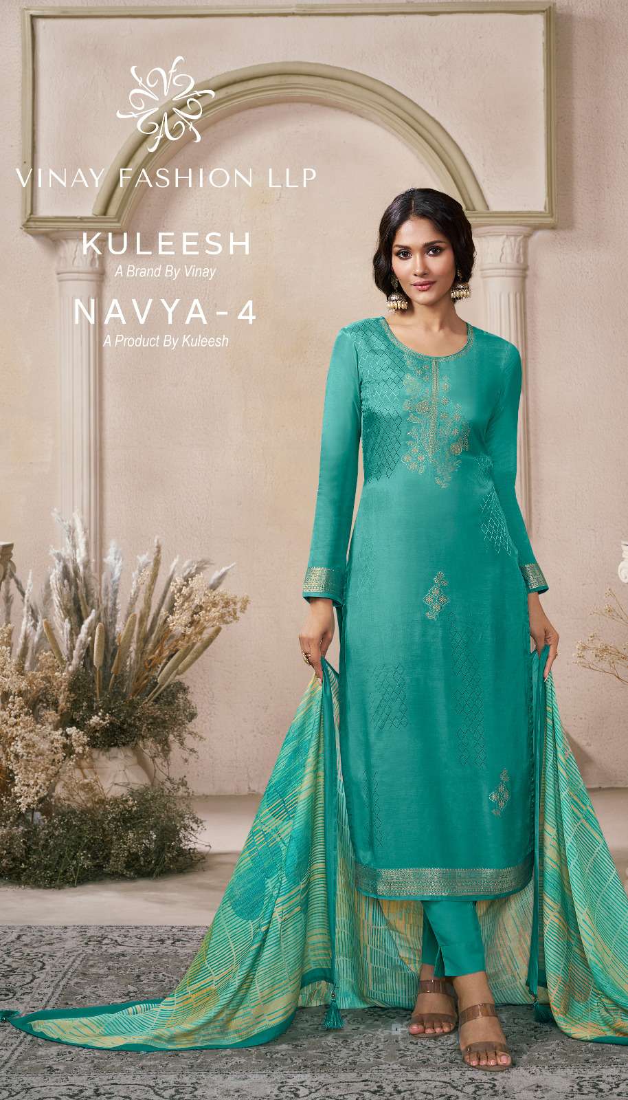 VINAY FASHION KULEESH NAVYA VOL 4 VISCOSE JACQUARD DESIGNER WORK SUIT