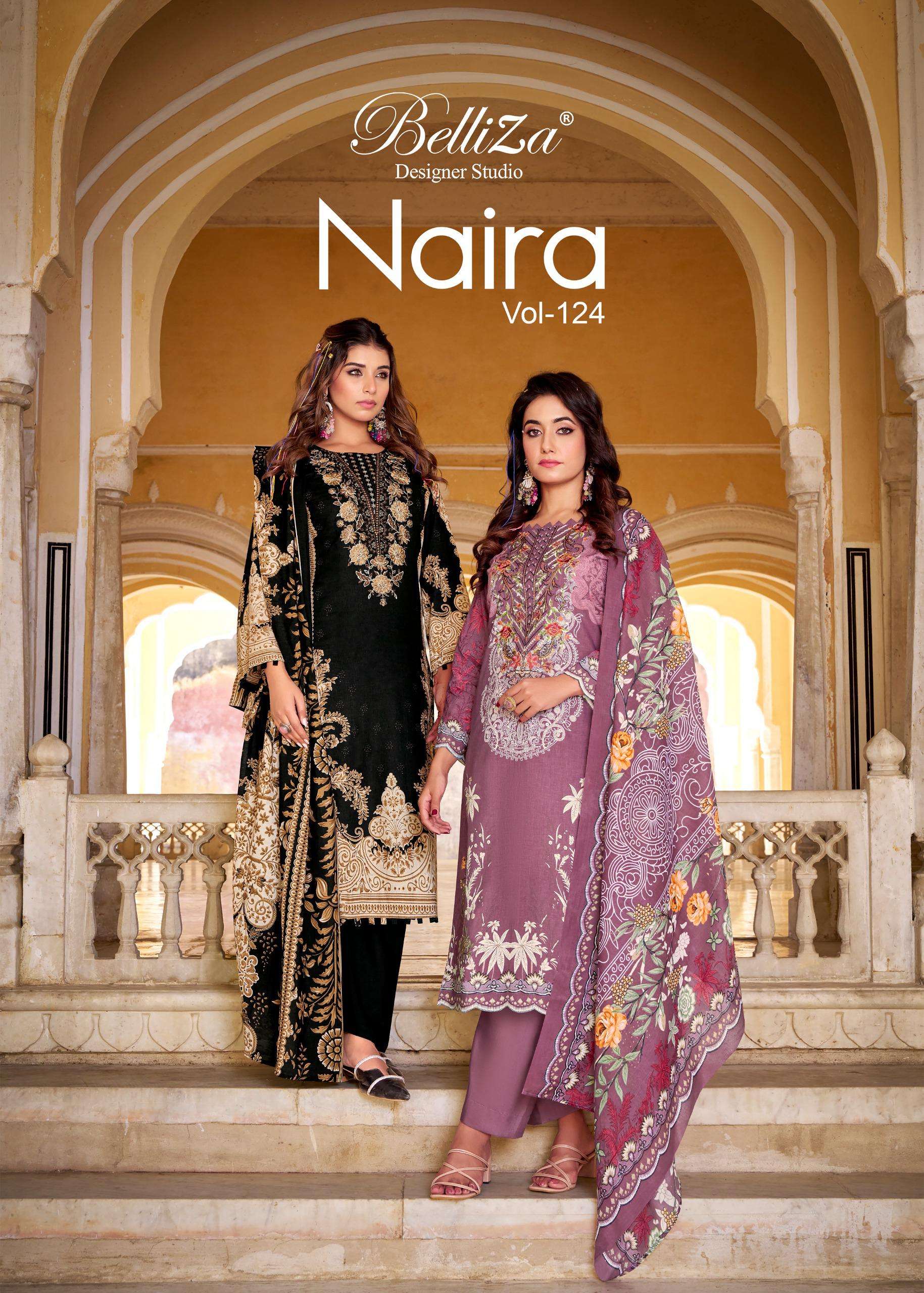 BELLIZA DESIGNER STUDIO NAIRA VOL 124 COTTON DIGITAL PRINTS WITH FANCY WORK SUIT