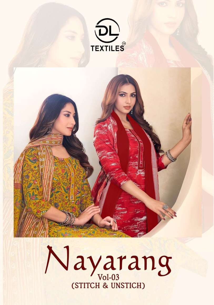 DL TEXTILES NAYARANG VOL 3 COTTON PRINTED LADIES 3PIECE SET COLLECTION 