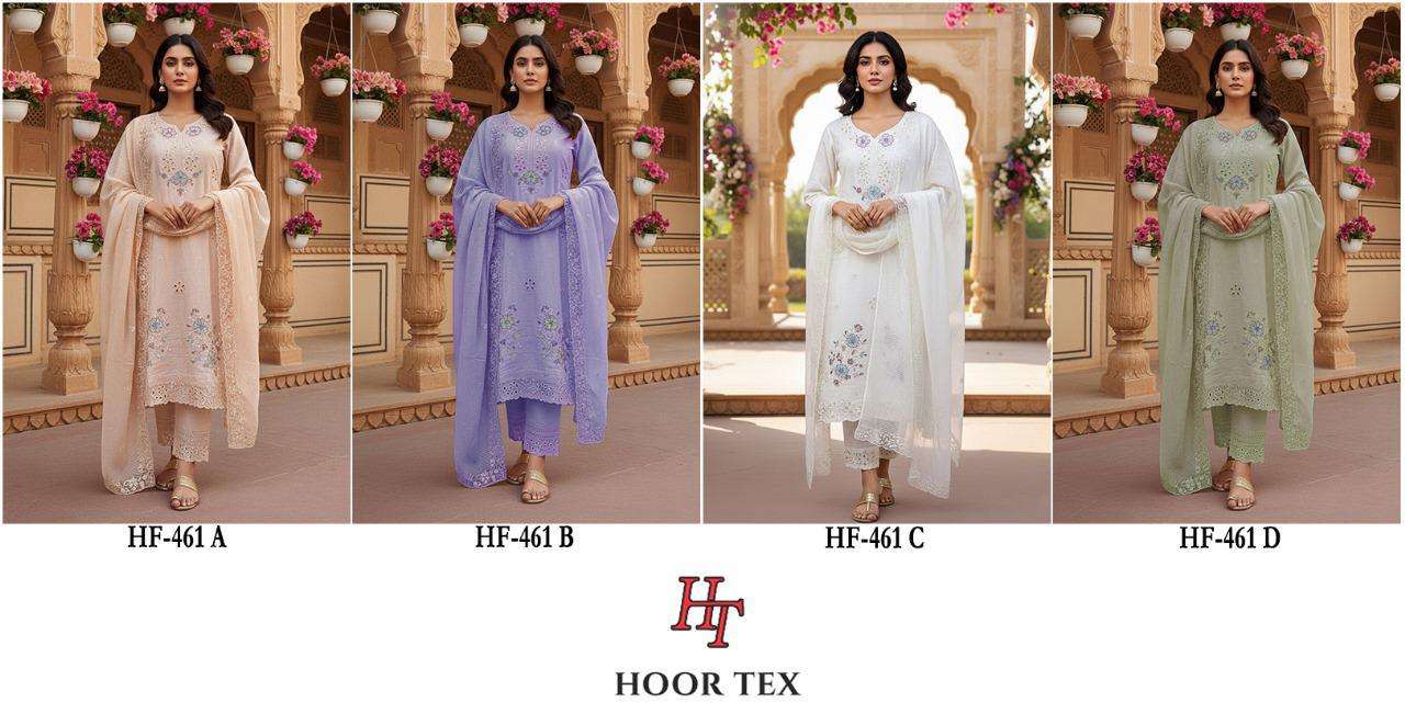 HOOR TEX DESIGN NO - HF 461 A-D CRISTAL VISCOSE READYMADE PAKISTANI SUIT
