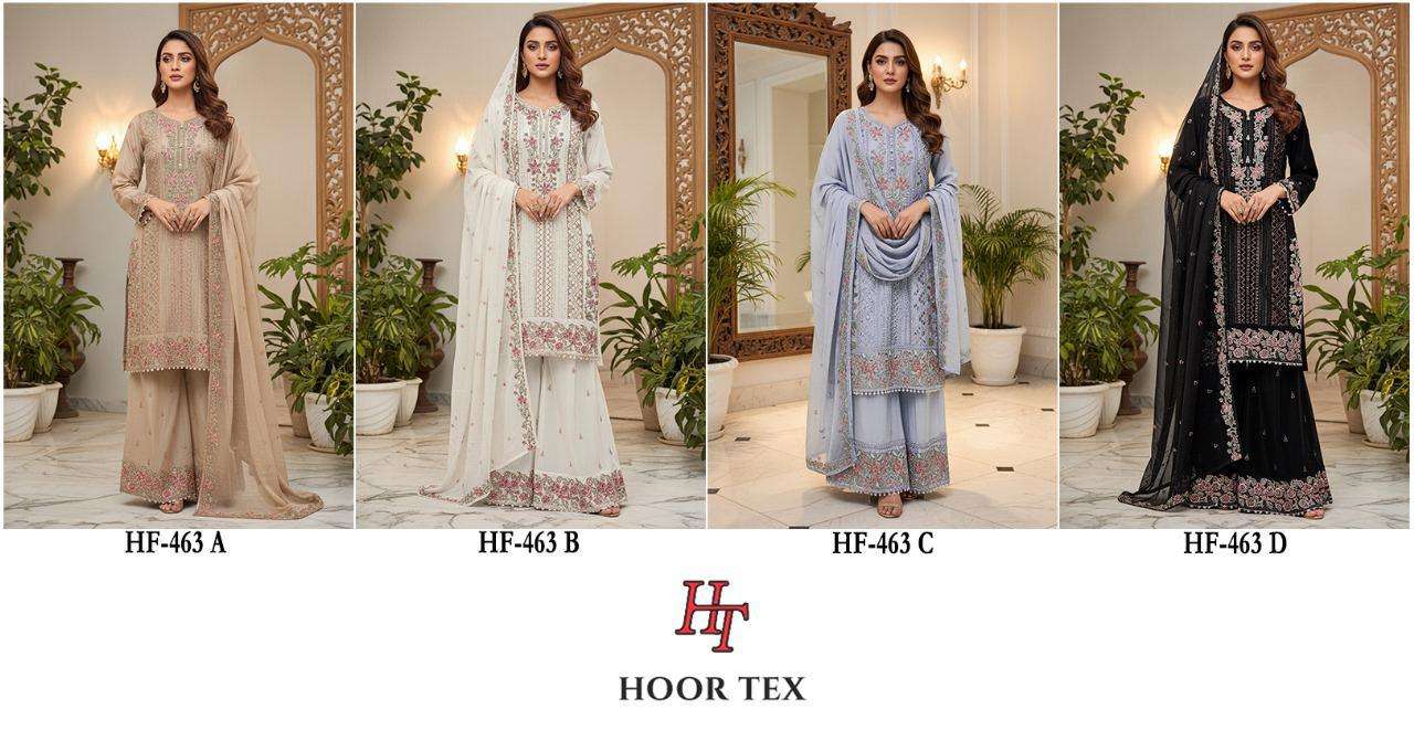 HOOR TEX DESIGN NO - HF 463 A-D HEAVY CHIFFON READYMADE PAKISTANI SUIT