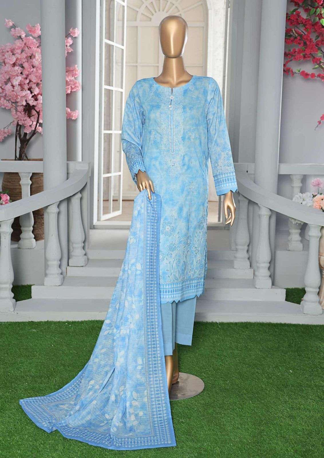HZ ASASA LAWN COTTON DIGITAL PRINT WITH EMBROIDERY DESIGNER SUIT