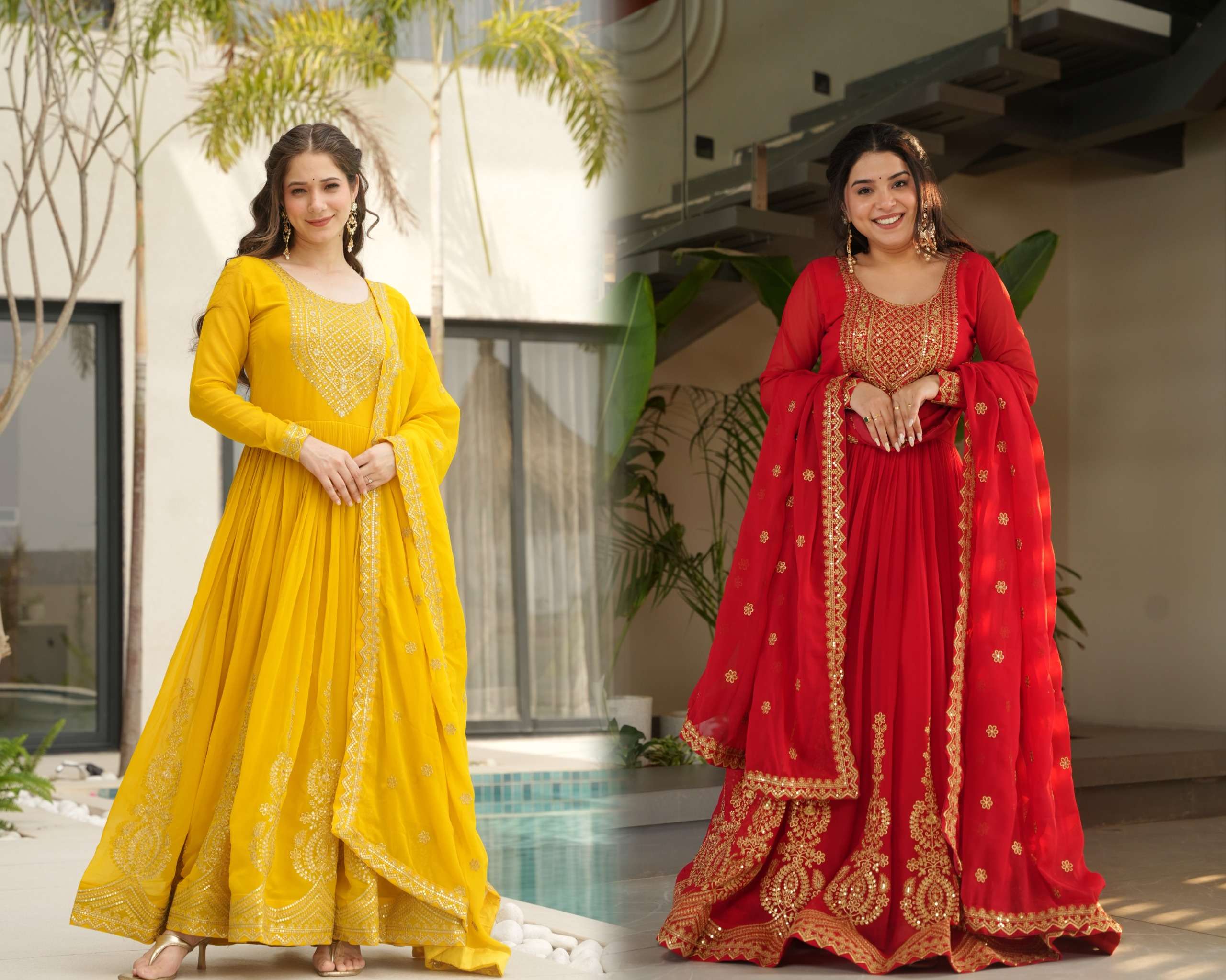 KA 1162 FOX GEORGETTE DESIGNER READY MADE GOWN WITH DUPATTA 