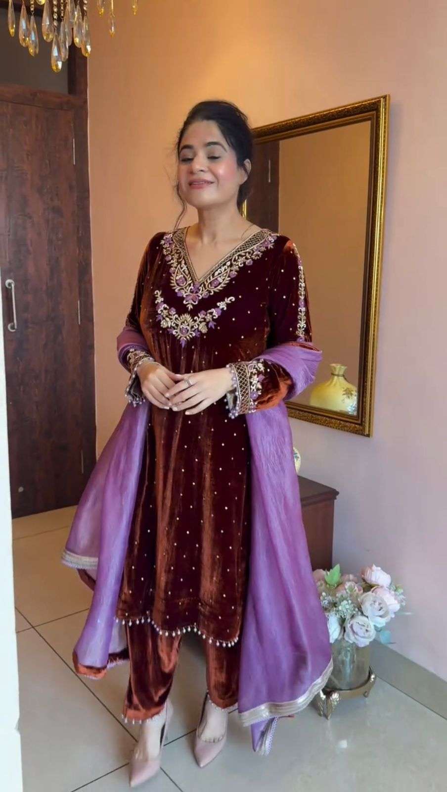 LG 2039 VELVET WITH SEQUENCE EMBROIDERY DESIGNER SUIT