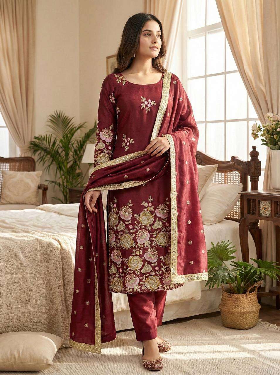 NSR 881 SILK WITH HEAVY SEQUENCE EMBROIDERY DESIGNER PARTY WEAR LADIES SUIT