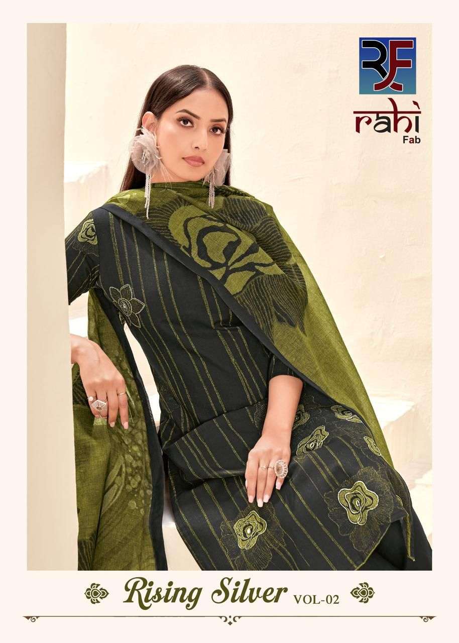 RAHI FAB RISING SILVER VOL 2 COTTON PRINTED WITH FANCY WORK SUIT