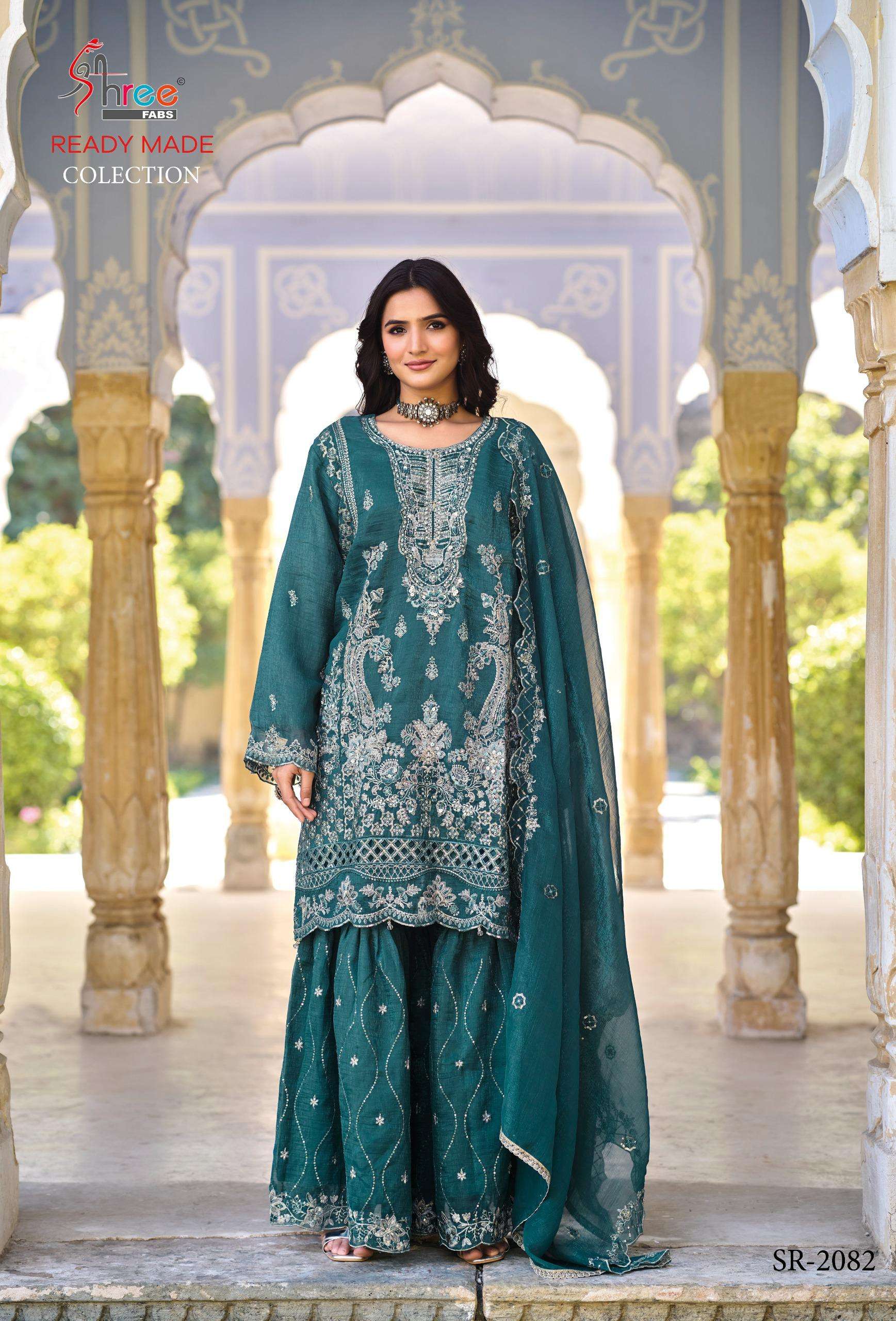 SHREE FABS SR 2082 SILK WITH HEAVY EMBROIDERED DESIGNER READY MADE SUIT