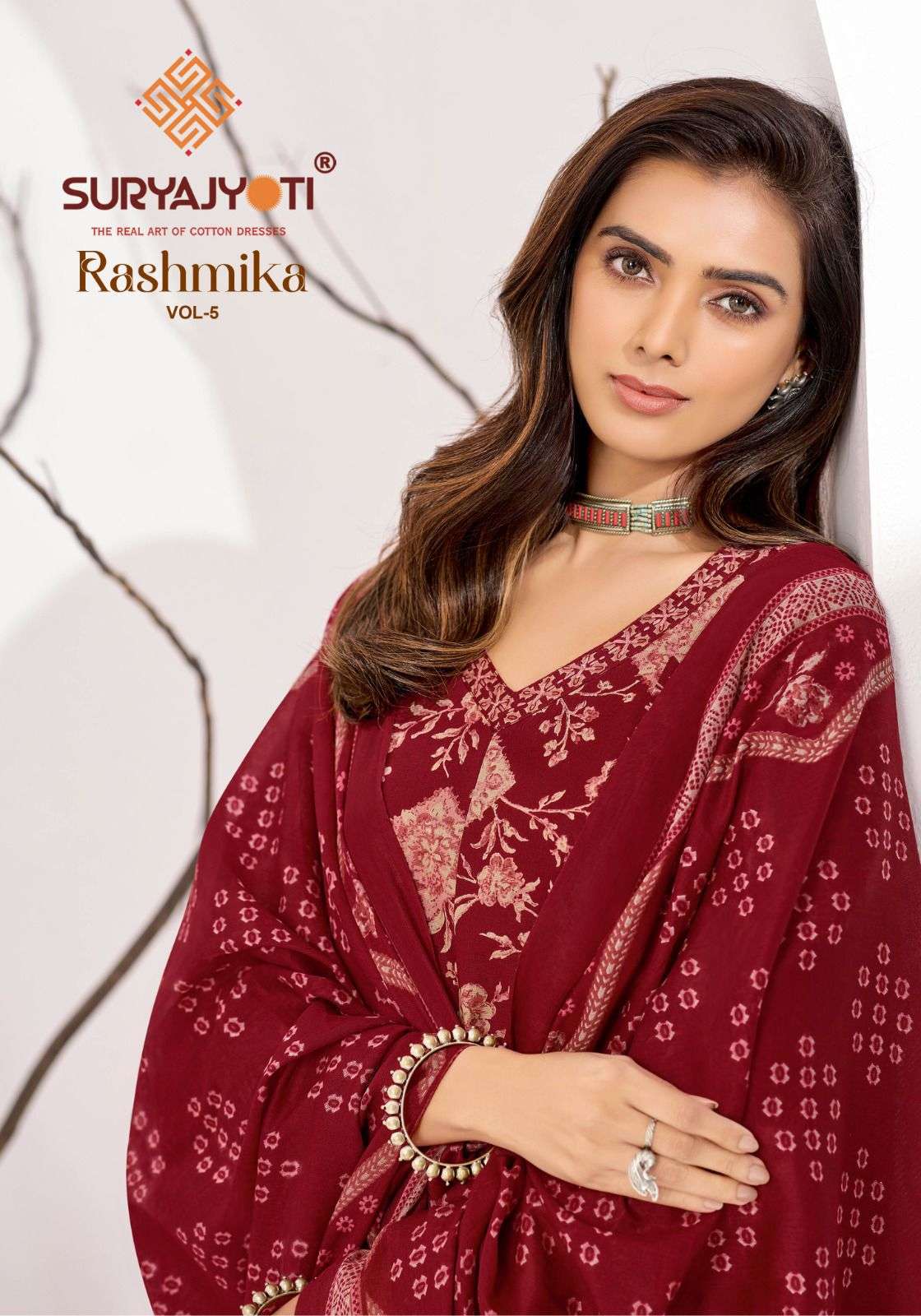 SURYAJYOTI RASHMIKA VOL 5 COTTON ANARKALI STYLE KURTI BOTTOM AND DUPATTA 