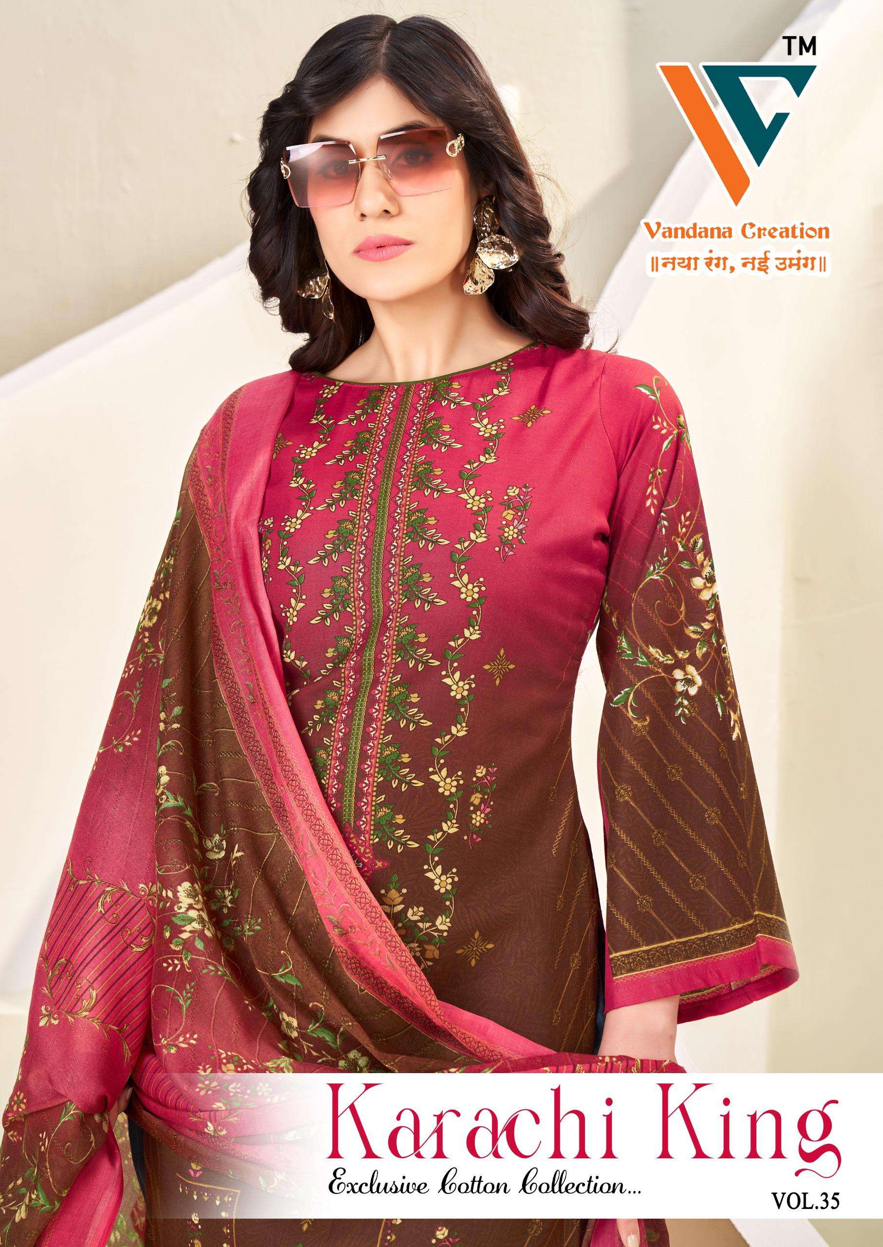 VANDANA‎‎‎‎ CREATION KARACHI KING VOL 35 COTTON DIGITAL PRINTED DRESS 
