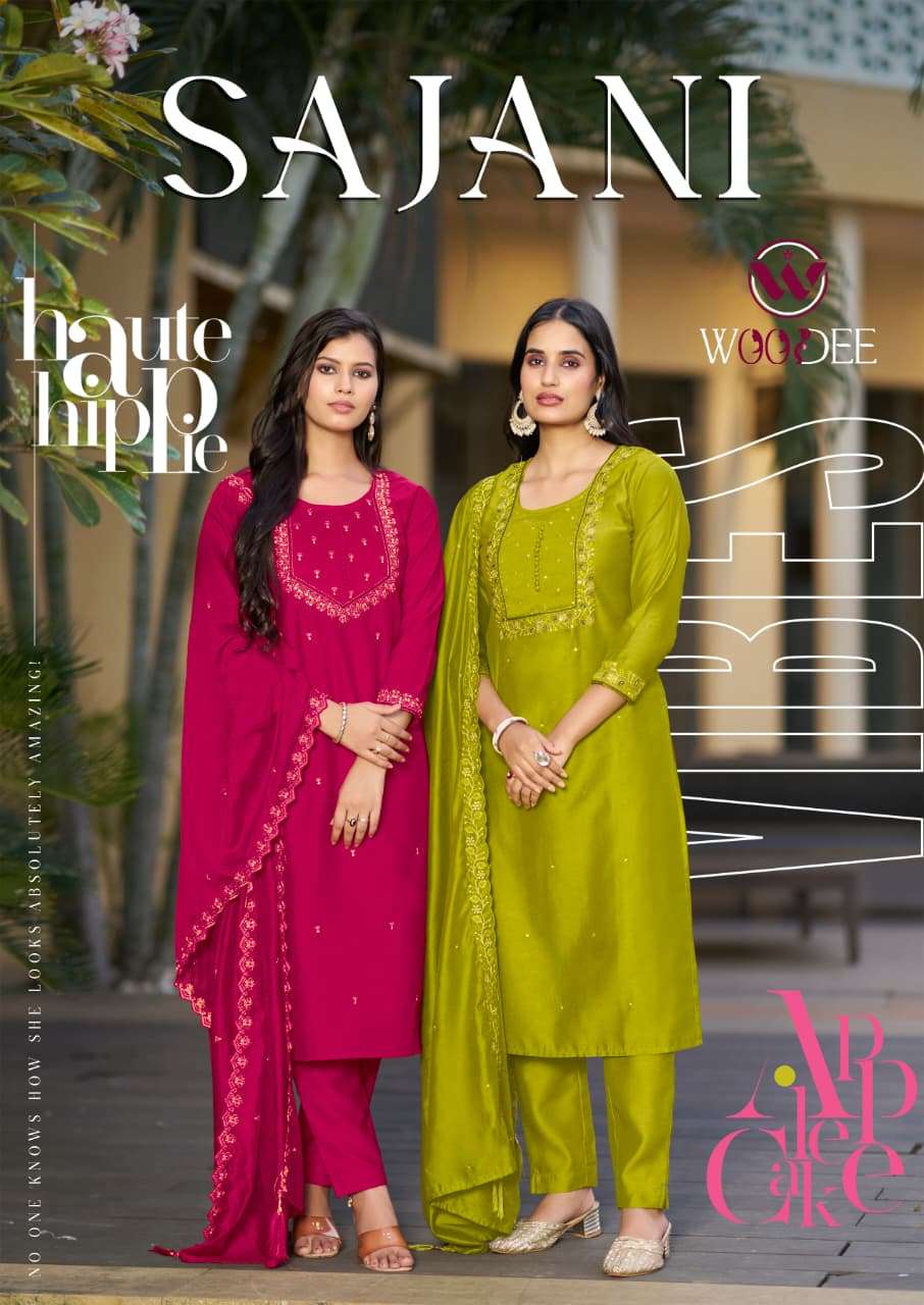 WOODEE SAJANI VISCOSE FANCY EMBROIDERIES WORK LADIES 3PCS COLLECTION 